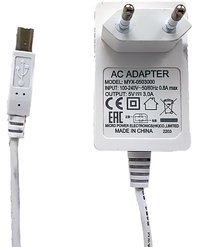 Блок питания с кабелем для АТОЛ Sigma 7Ф,USB 2.0B,5V,3.0A (MYX-0503000) картинка от магазина Кассоптторг